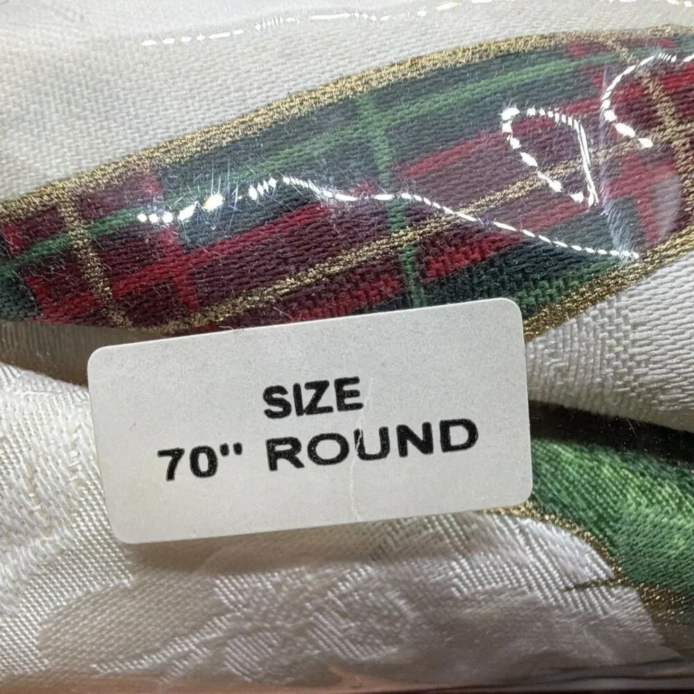 Lenox Holiday Nouveau 70 in Round Tablecloth Floral Beige/Green/Red Machine Wash